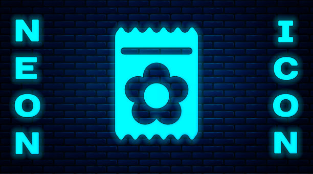 装满种子的特定植物图标，孤立在砖墙的背景上。矢量图图片下载