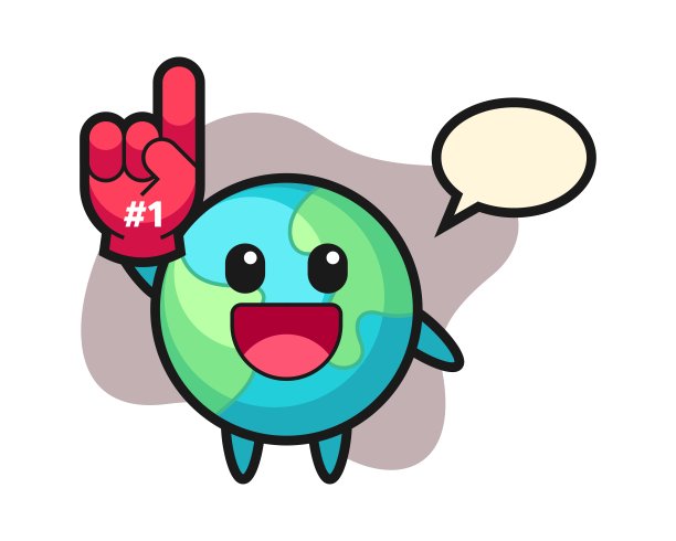 地球卡通和1号粉丝手套图片下载