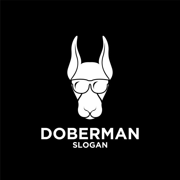 杜宾犬头部黑白标志图标设计图片下载