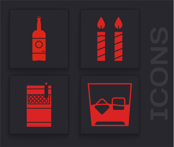 设置玻璃杯威士忌和冰块啤酒瓶图片下载