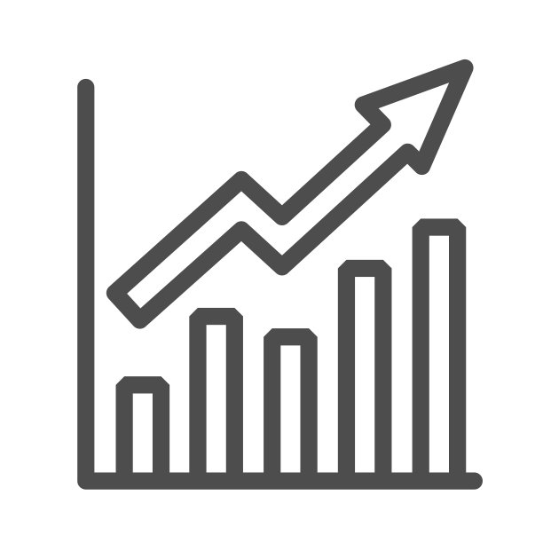 增长图表线图标，商业概念，白色背景上的信息图表标志，带有箭头图标的金融增长图表，适用于移动概念和网页设计。矢量图形。图片下载