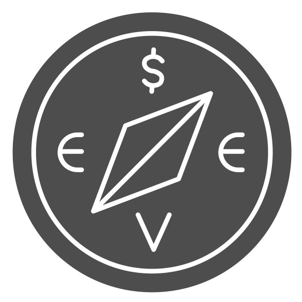 带有美元和欧元符号的指南针商业策略概念图标图片下载