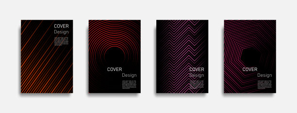 抽象彩色线条设计背景集。图片下载