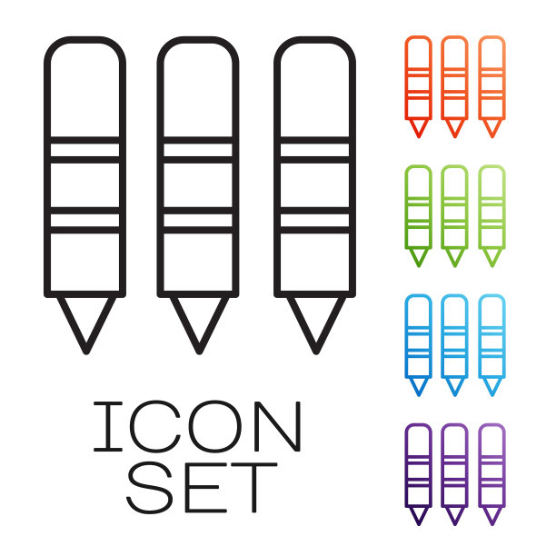 黑色线蜡笔绘制图标孤立图片下载