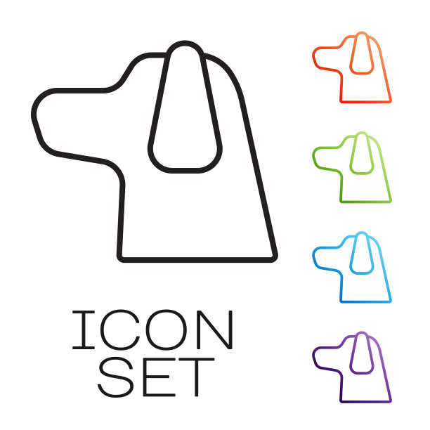 黑色线狗图标孤立在白色背景图片下载