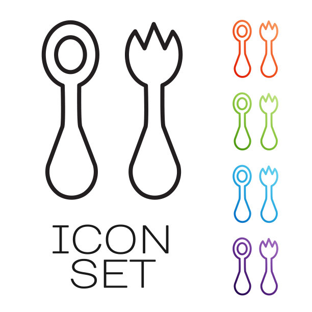 黑线塑料餐具与叉图片下载