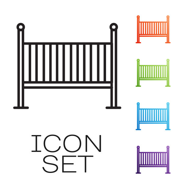 摇篮床上的图标上有黑线倒钩图片下载