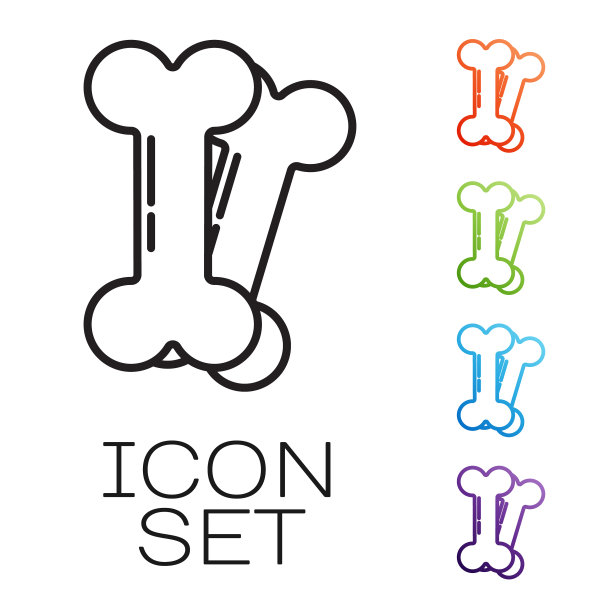 黑线狗骨图标孤立在白色上图片下载