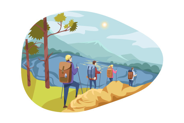 旅行团队、旅游、自然、徒步概念图片下载