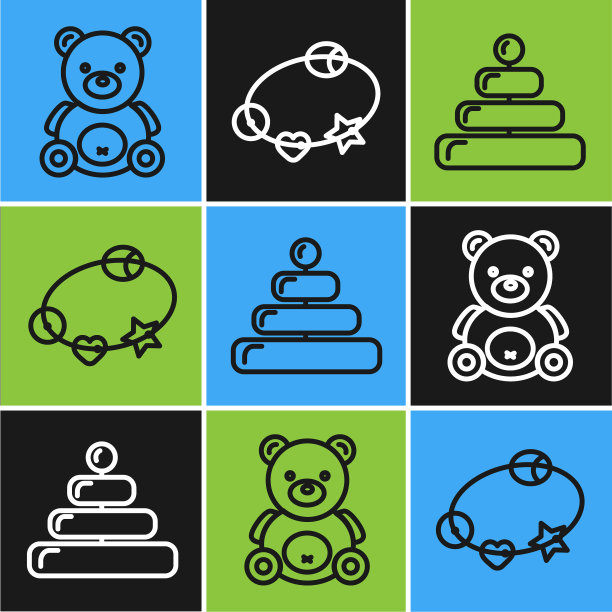 系列泰迪熊毛绒玩具和金字塔玩具图片下载