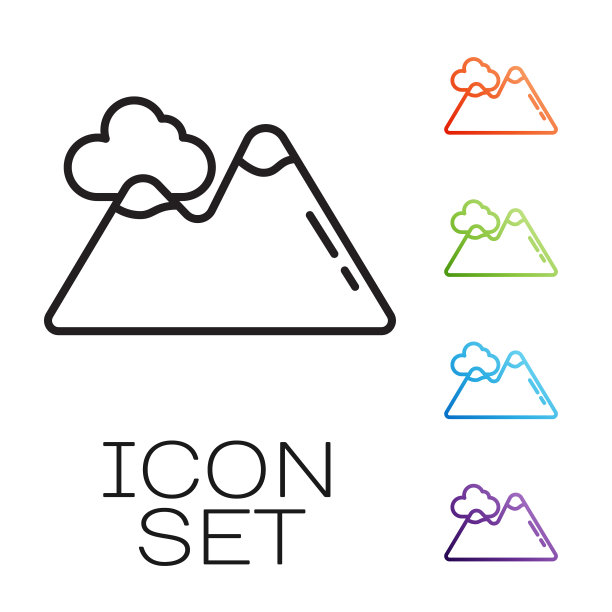 黑线山图标孤立在白色图片下载