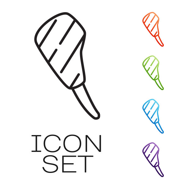 黑线肋眼牛排图标孤立在白色图片下载