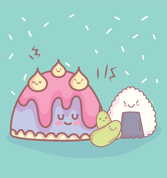 果冻和寿司饭菜单餐厅食物可爱图片下载