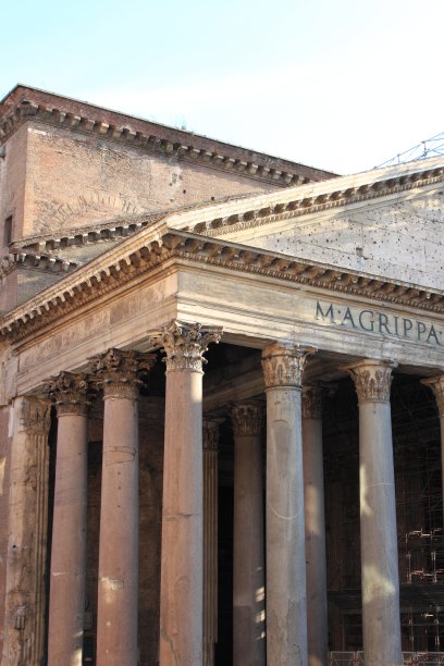 罗马万神殿正面的细节图片下载