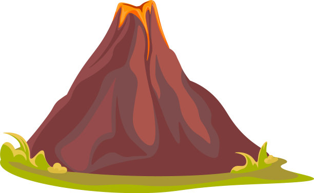 卡通火山与岩浆和熔岩火山图片下载