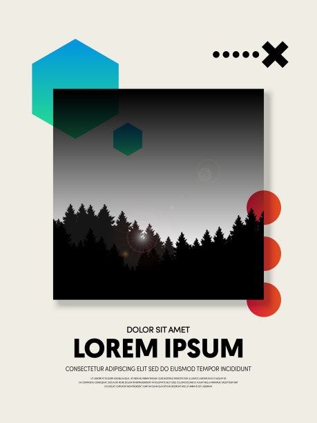 抽象几何日落景观海报图片下载