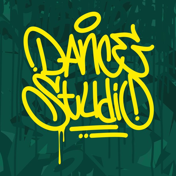 抽象舞蹈工作室涂鸦风格字体矢量插图图片下载