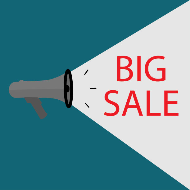 喊大促销图标。扩音器，大销售矢量插图。图片下载