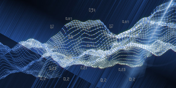 摘要基于网格数据和亮线的背景分析算法。人工智能的商业概念。量子虚拟加密。分析算法的横幅。大数据。图片下载