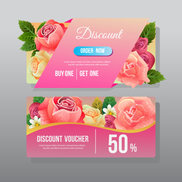 折扣券彩色玫瑰图片下载