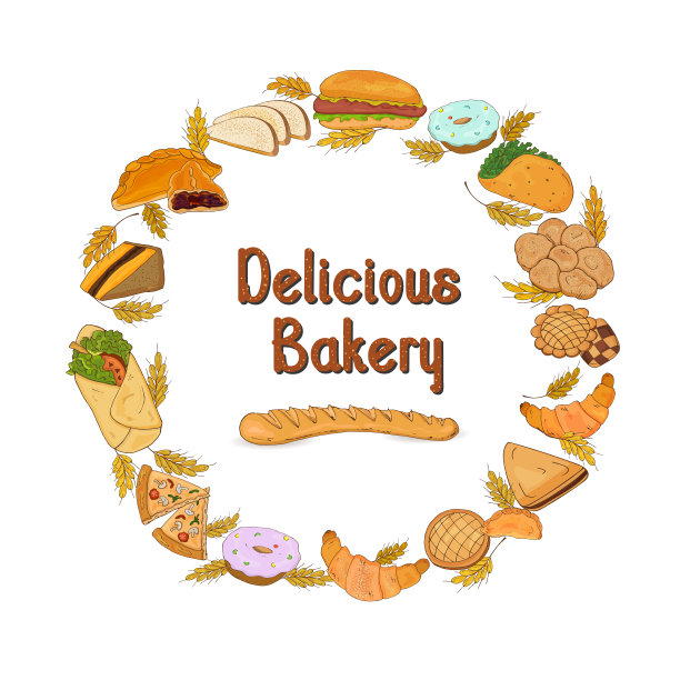 圆框美味的烘焙与传统的烘焙产品图片下载