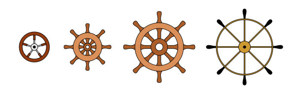 一套或一艘船、小船和游艇的方向盘图片下载