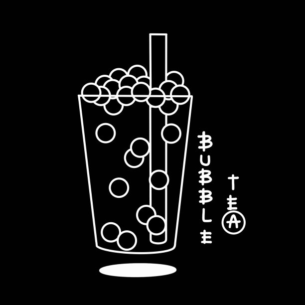 泡沫茶杯与文字黑色背景。图片下载