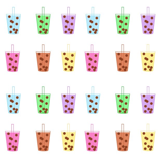 无缝彩色泡泡茶杯。图片下载