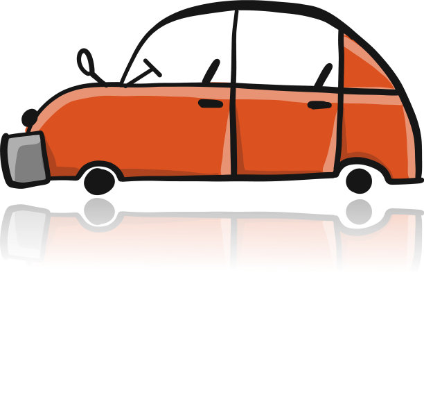 复古红色的车，在白色的草图上图片下载