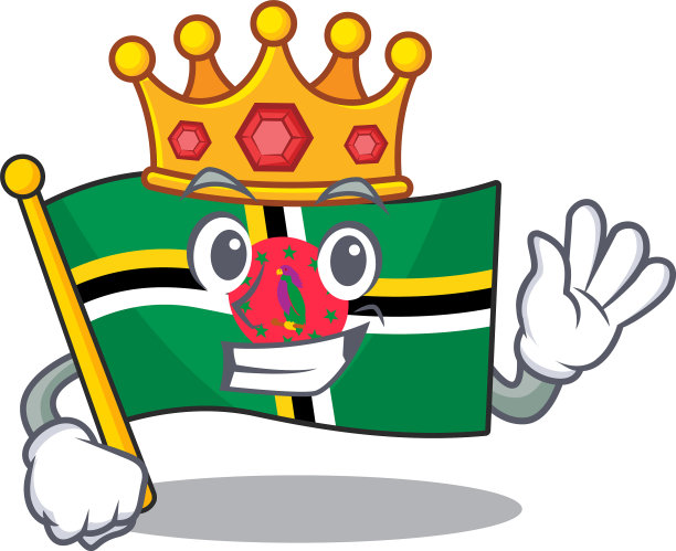 一面迷人的旗帜dominica象征着国王的吉祥物图片下载
