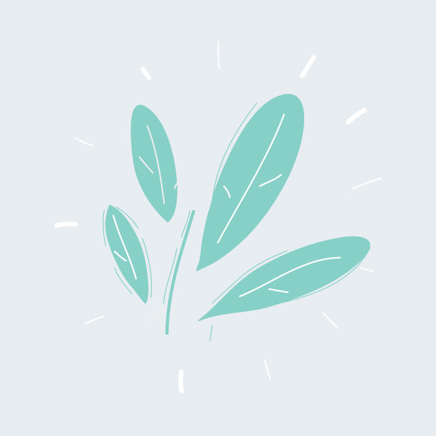 绿色叶子手绘图标上的白色图片下载