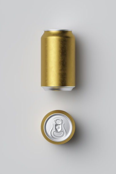 镀金经典铝罐碳酸饮料在白色的背景图片下载