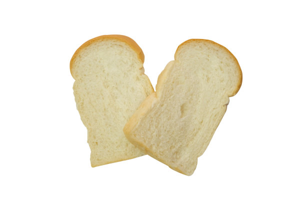 在白色背景上孤立的面包片。图片下载