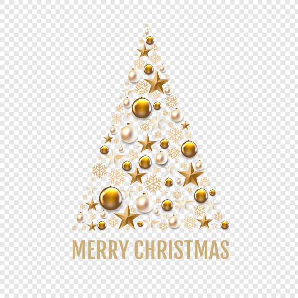 圣诞树和金色的圣诞玩具图片下载