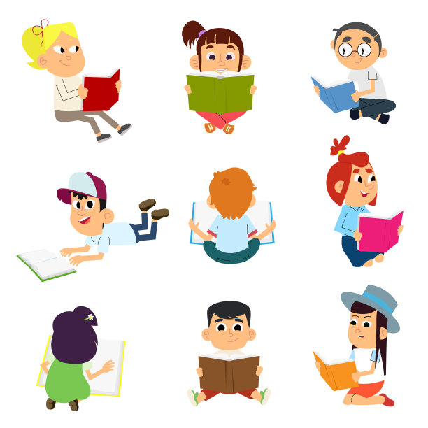 阅读儿童或研究儿童的捆绑图片下载