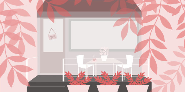 Café周围有树叶图片下载