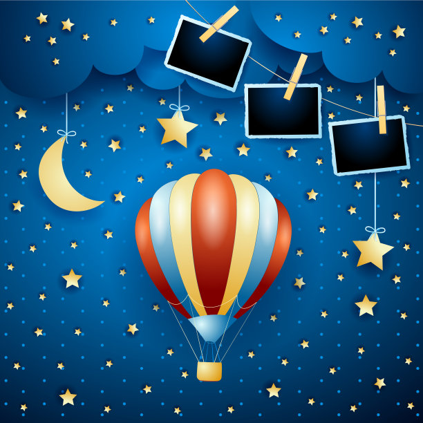 有气球和相框的梦幻之夜图片下载