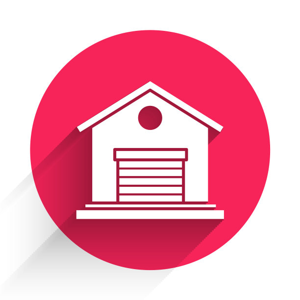 白色仓库图标与长影子隔离图片下载