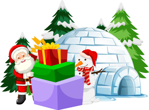 圣诞主题，圣诞老人和大礼物盒图片下载