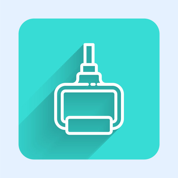 白线TPX循环训练设备图标与长阴影隔离。运动设备。绿色广场按钮。矢量图图片下载