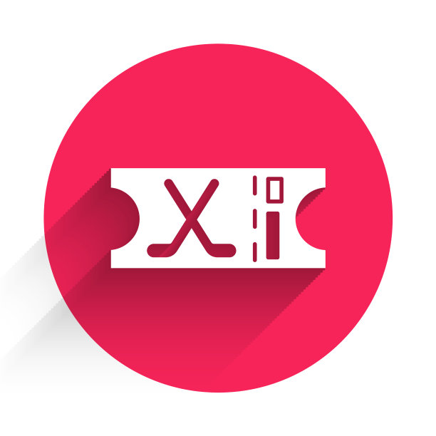 白色曲棍球运动票图标与长隔离图片下载