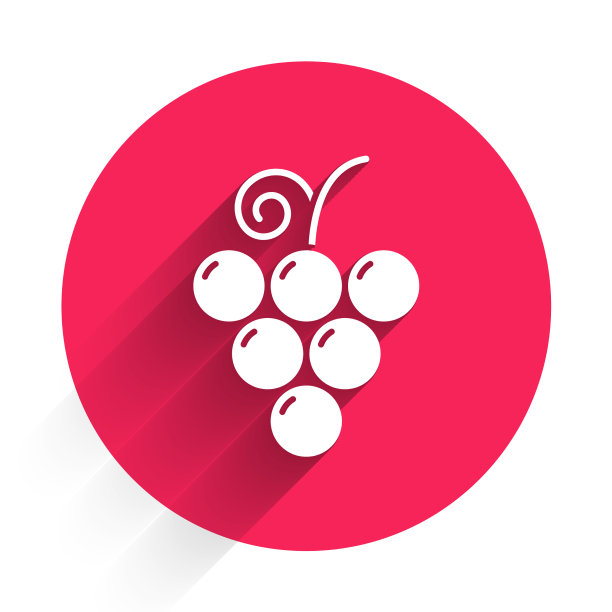 白色葡萄果实图标孤立与长影子图片下载