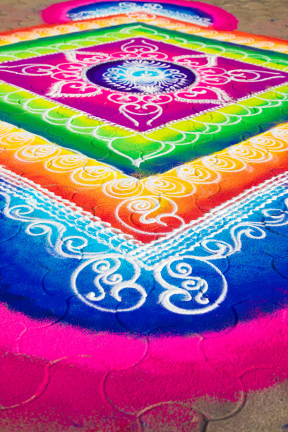 兰格利——印度传统的电力图画。印度传统文化、艺术和宗教。东方背景，选择性聚焦，图片下载