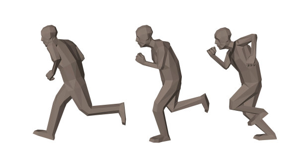 低聚人运行孤立在白色背景图片下载