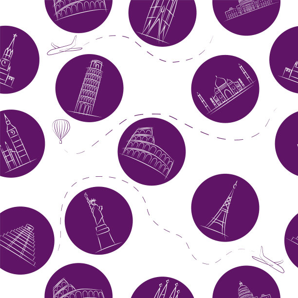 无缝设置世界著名地标图片下载