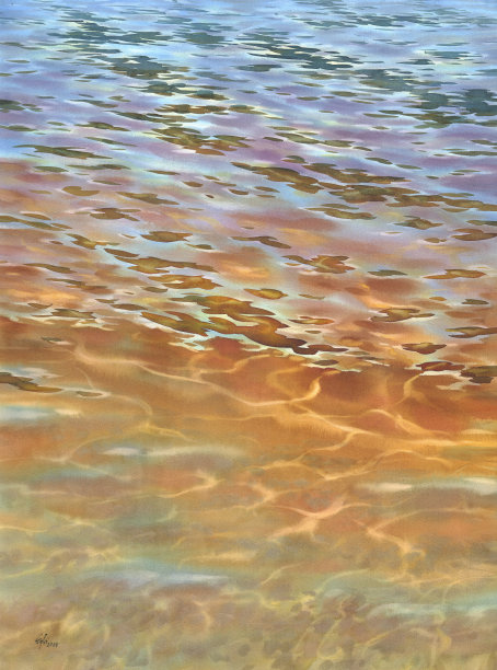 阳光明媚的水与透明的波浪水彩背景图片下载