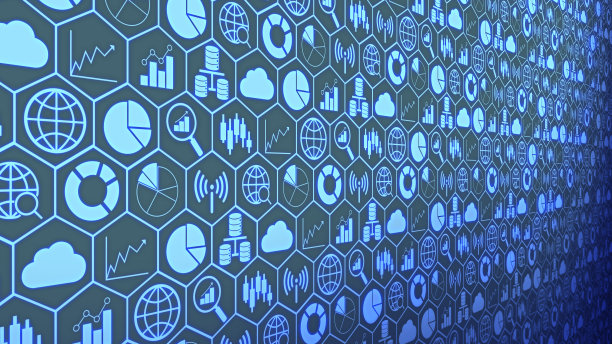 2 .大数据大图片背景由大数据图标和蓝色光影阴影组成图片下载
