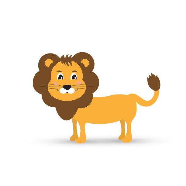 可爱的卡通狮子设计孤立在白色的背景图片下载