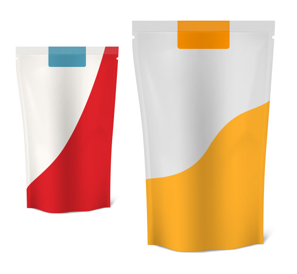 直立蒸馏袋，矢量模型。聚扣板真空袋。柔性塑料食品包装、模板图片下载