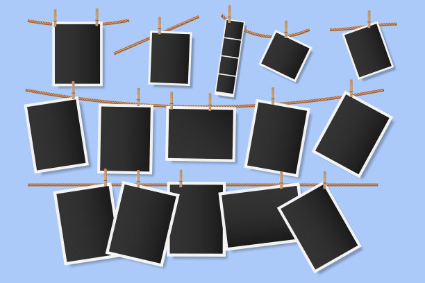 晒衣夹上挂快照的照片图片下载